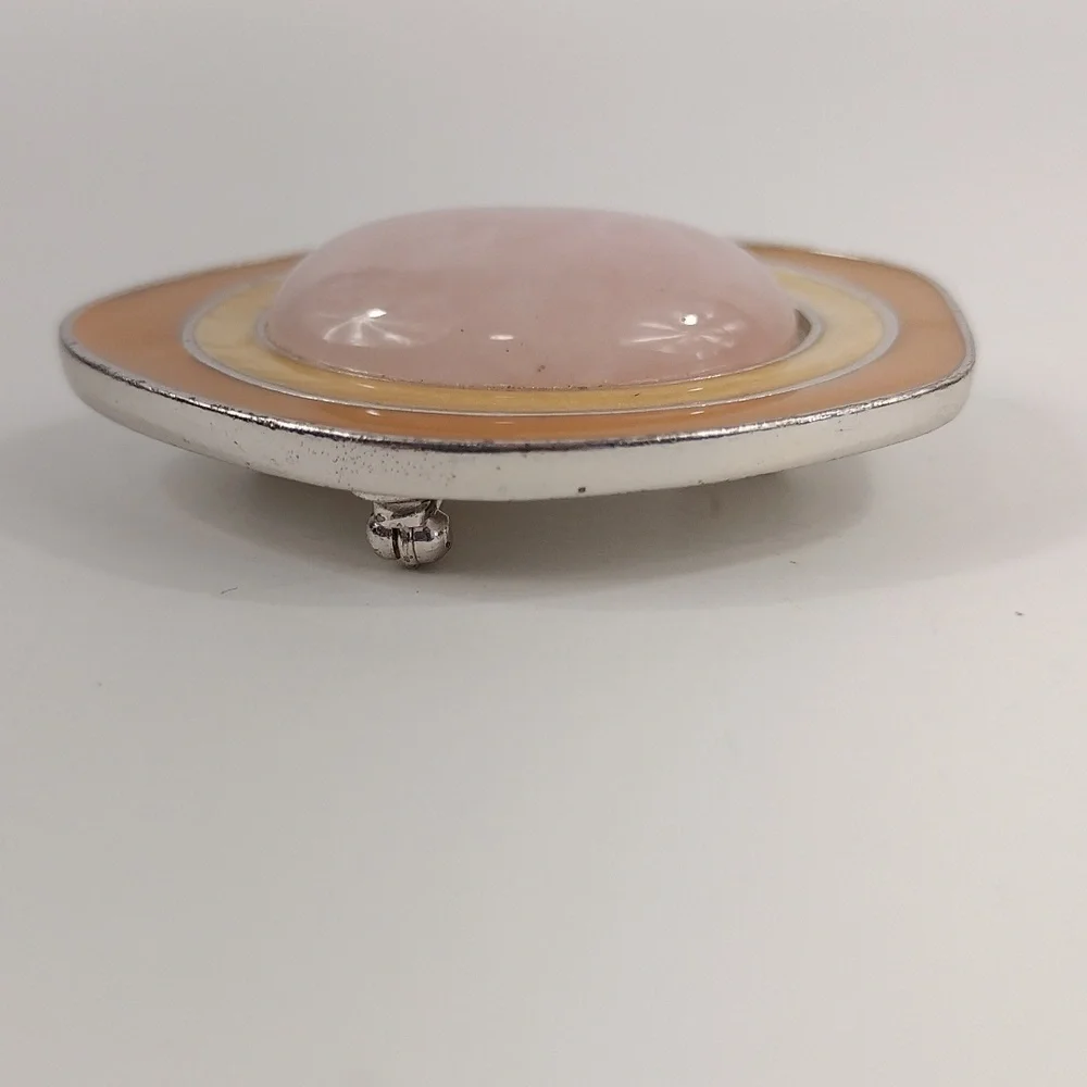 Vintage CS for Avon Rose Quartz and Enamel Brooch
